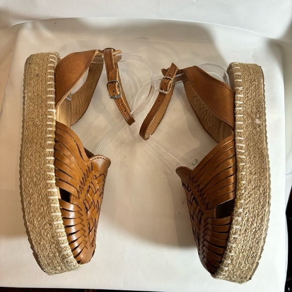 HARMONICA Sz 8.5 Sandals Huarache Fisherman Leather Espadrilles Ankle Strap - Picture 7 of 14